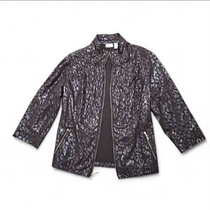 Chico’s Zenergy Neema Aria Animal Foil Jacket Chocolate Brown Size 2 (Large /12)
